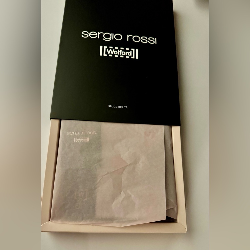 ❤️ WOLFORD $515 SERGIO ROSSI STUDS EMBELLISHED TIGHTS BLACK MEDIUM SPECIAL EVENT - Picture 10 of 11